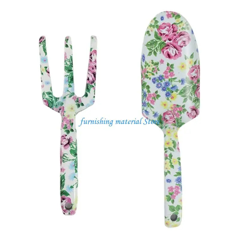 Floral Garden Tool Set for Women - Stainless Trowel & Fork