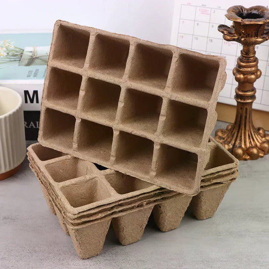 5pcs Tools 12 Hole Plant Nursery Seed Tray Pulp Biodegradable Gardening Sowing Tray Seed Planter Hydroponics Growing System