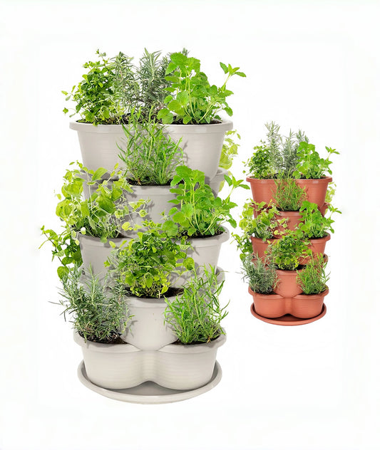 5-Tier Stackable Self-Watering Eco-Friendly PP Material Modern Indoor/Outdoor Vertical Garden Hydroponic Growing Tower for Home