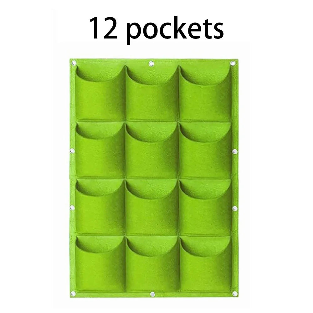 Multi-pocket Green Vertical Hanging Garden Planter Vegetable Fruit Flower Pots Bag Wall Mount Hanging Grow Bags Seeding Pots