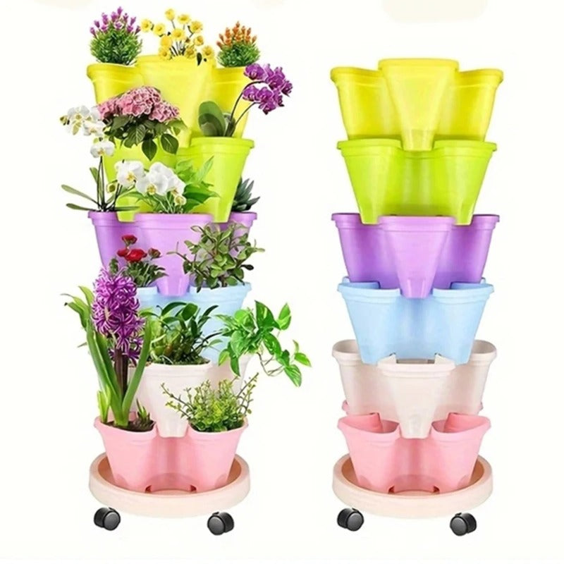 Stackable 3D Flower Pot Set - Vertical Garden Planter