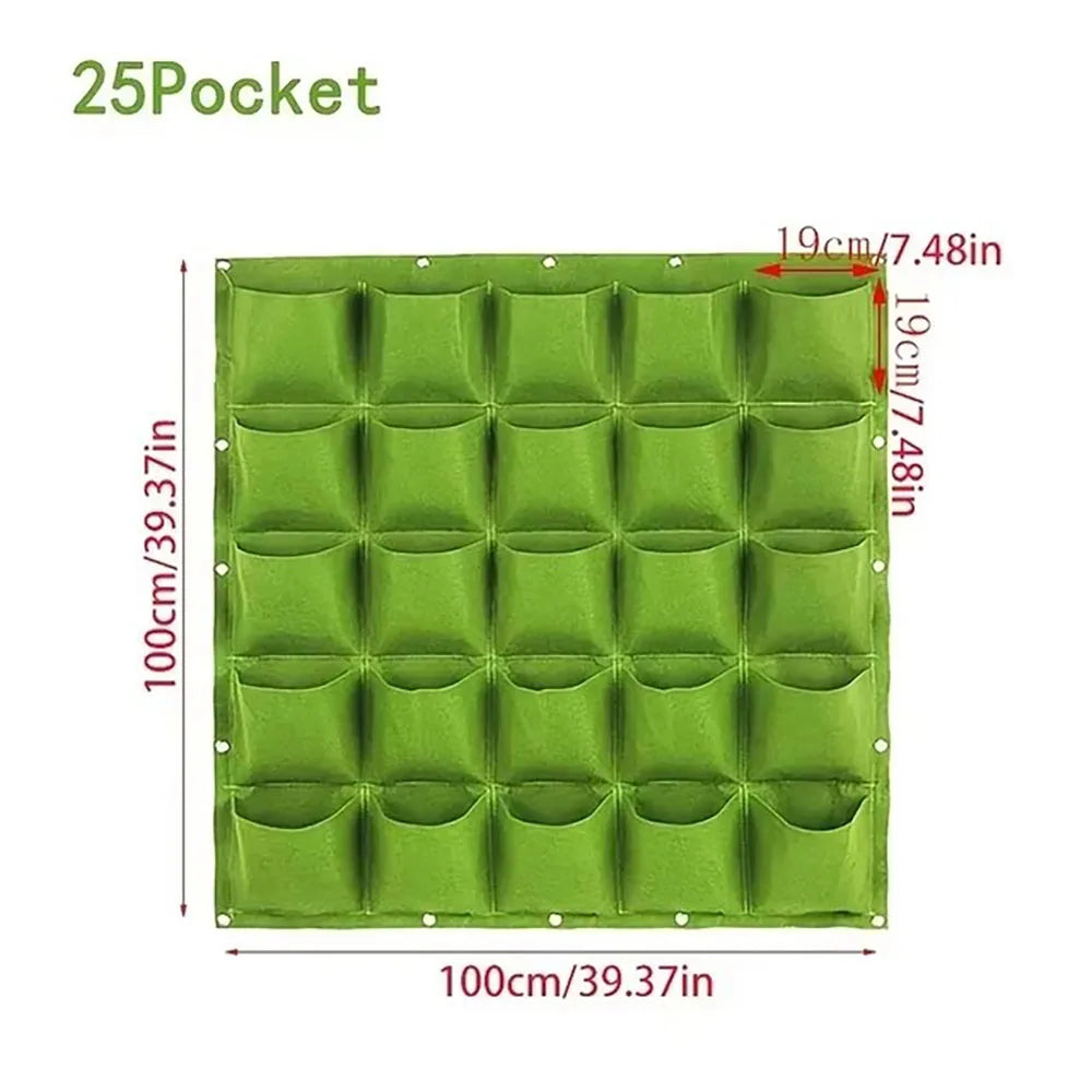 Multi-pocket Green Vertical Hanging Garden Planter Vegetable Fruit Flower Pots Bag Wall Mount Hanging Grow Bags Seeding Pots