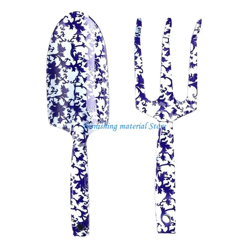 Floral Garden Tool Set for Women - Stainless Trowel & Fork