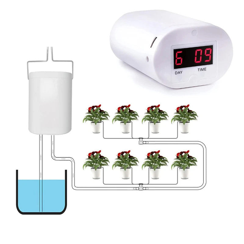 2 Head Automatic Watering Pump Controller Garden Gadget Drip Irrigation Device Pump Timer System Flower Plant Home Sprinkler