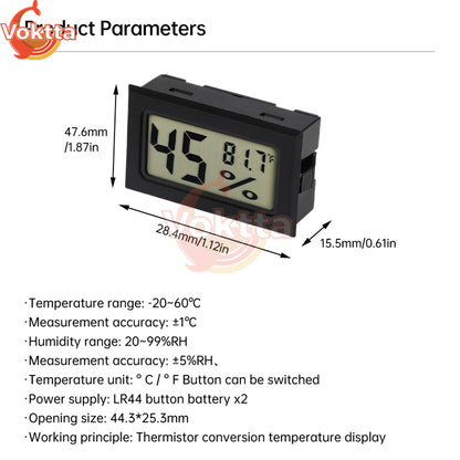 Mini LCD Hygrometer - Indoor Temp & Humidity Sensor