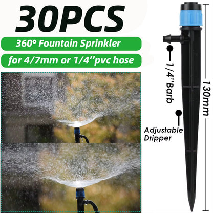 Irrigation Dripper: Garden Sprinkler Nozzle 360° Adjustable 30pcs for Drip Irrigation